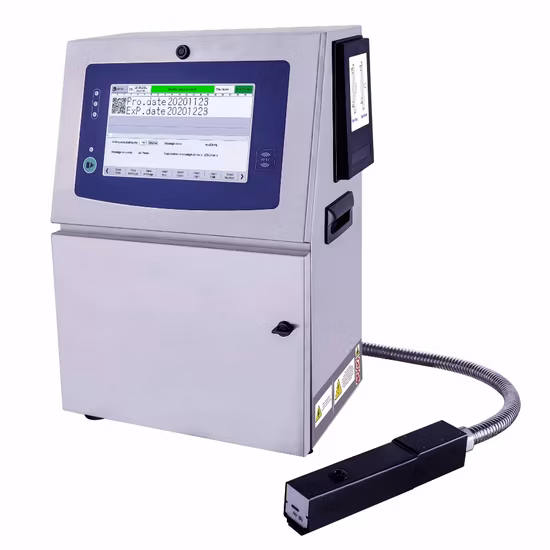 Codificador de rolo de tinta contínuo Dk Dk1500 Impressora automática de alta velocidade com data de expiração Codificador de rolo de tinta de baixo custo para máquina de etiquetagem Máquina de embalagem horizontal de fluxo
